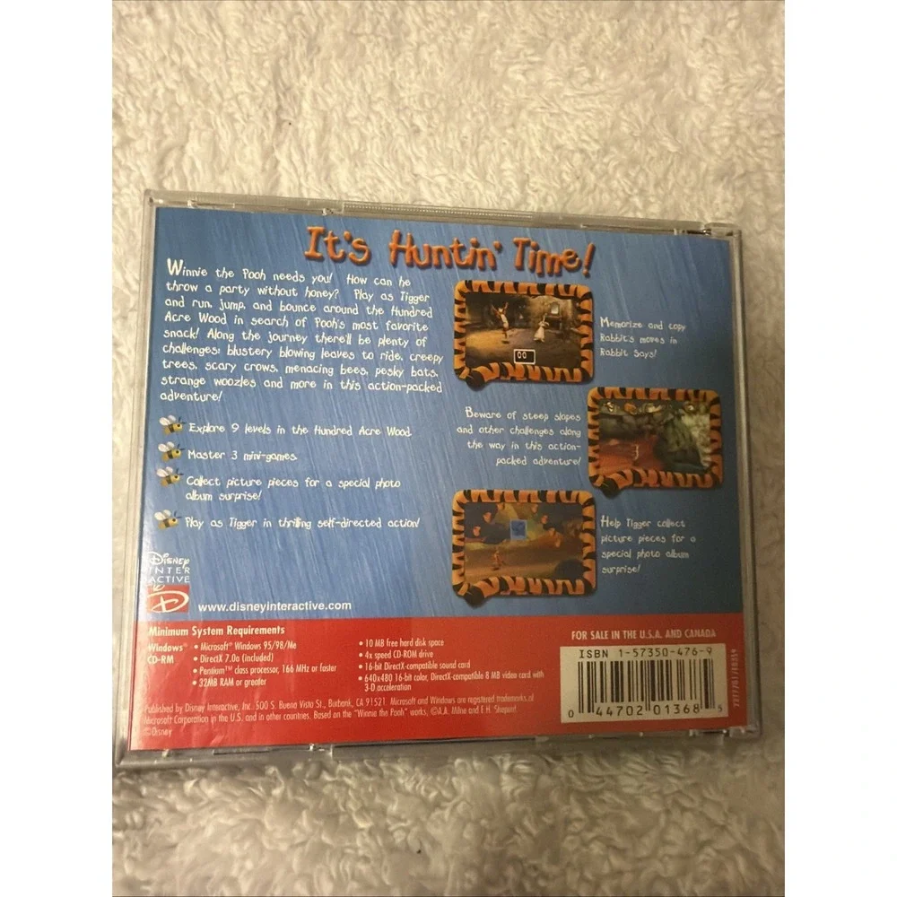 Disneys Tigger's Honey Hunt Junior Adventure PC CD ROM VTG Winnie The Pooh Game